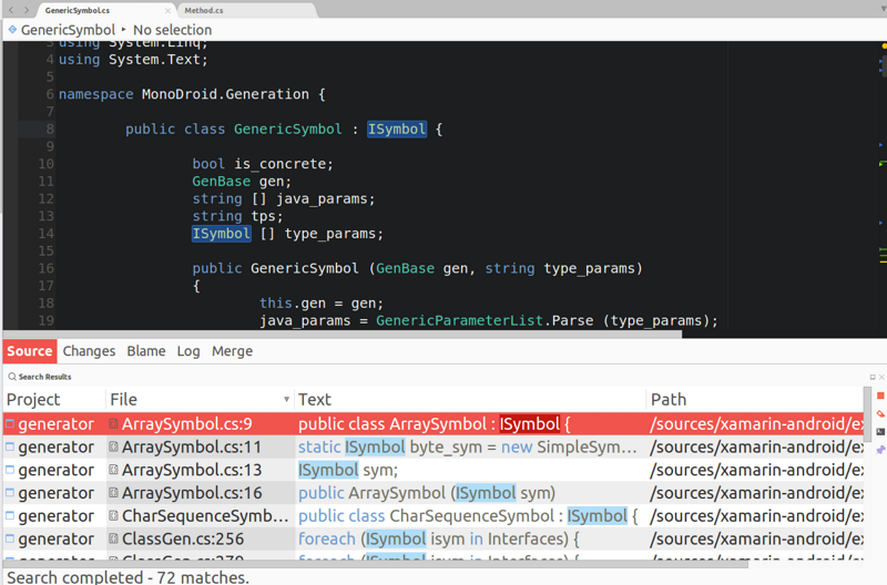 MonoDevelopの参照箇所検索
