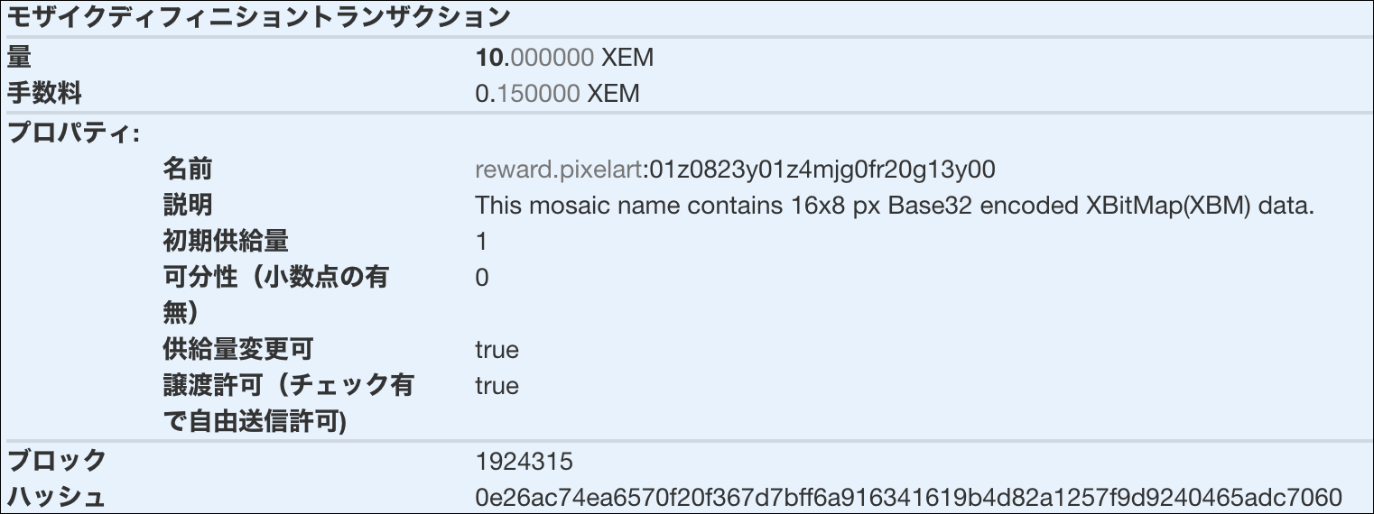 Mosaic definition transaction