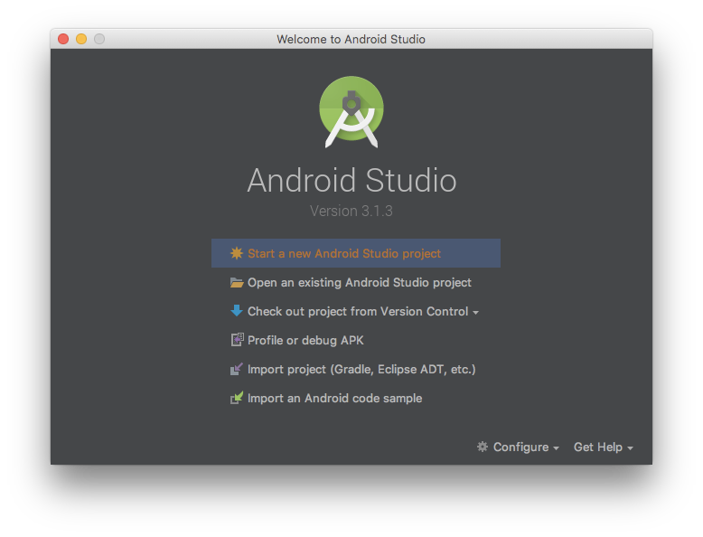 Start a new Android Studio project