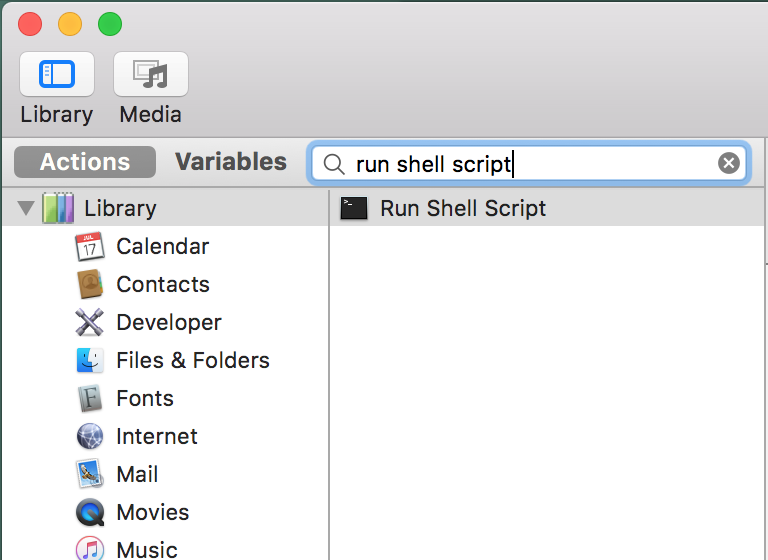 Choose Run Shell Script