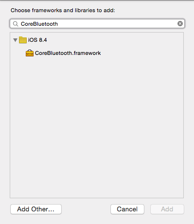 Xcode - CoreBluetooth.framework