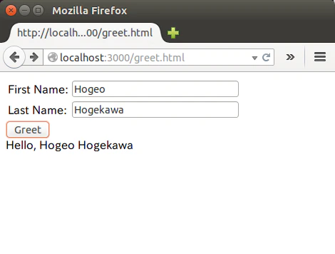 非同期通信して取得した挨拶文言を表示