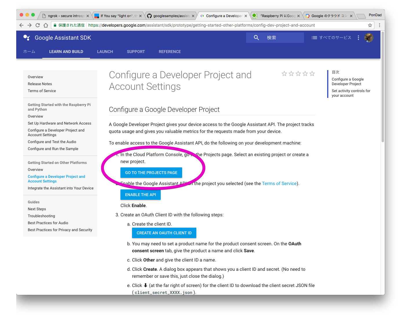 Configure a Developer Project and Account Settings  |  Google Assistant SDK  |  Google Developers 2017-04-29 23-07-20.png