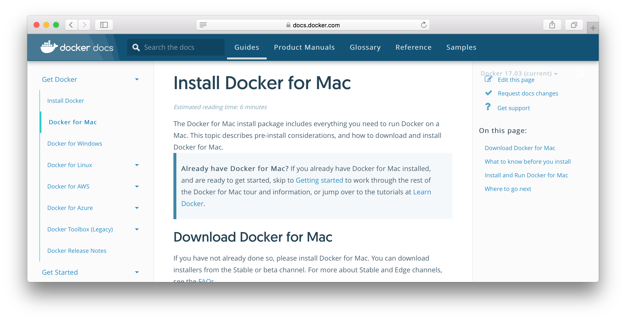 Install Docker for Mac