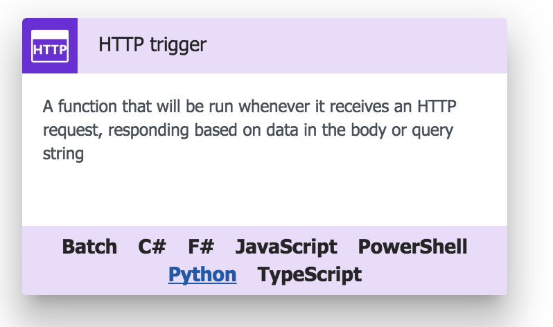 HTTPトリガーのPythonを選択