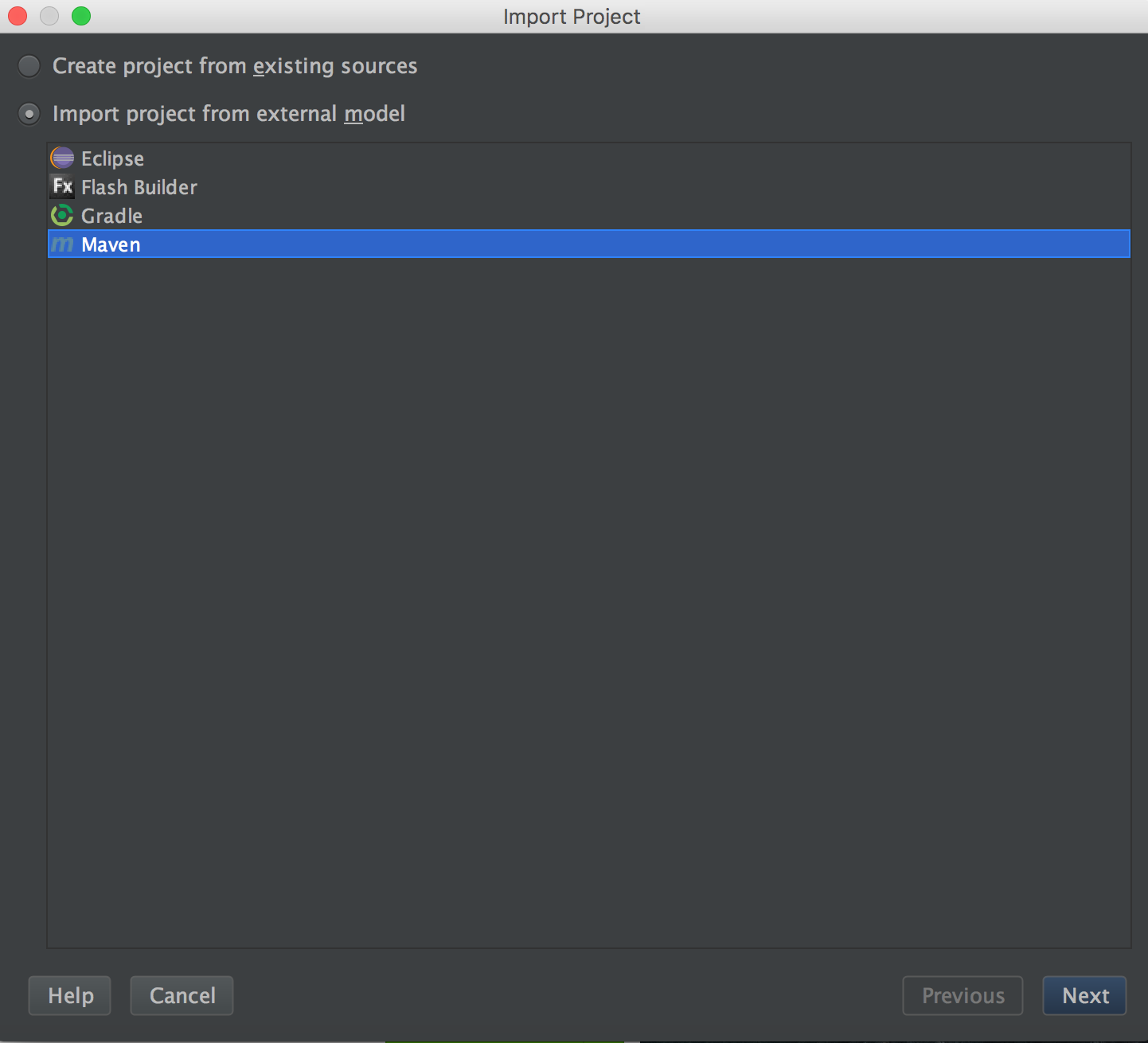 プロジェクトタイプの選択