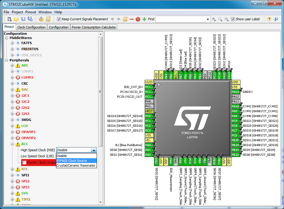 RCCのHigh Speed Clock(HSE) を BYPASSへ変更.png