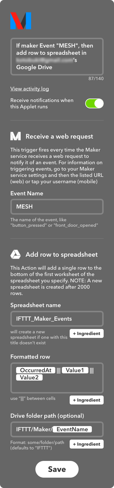 FireShot Capture 114 - If maker Event _MESH_, then add row t_ - https___ifttt.com_applets_51487550.png
