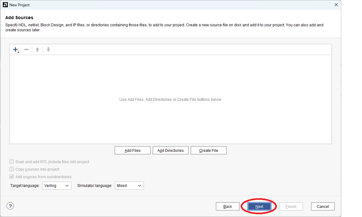 New Project > Add Sources