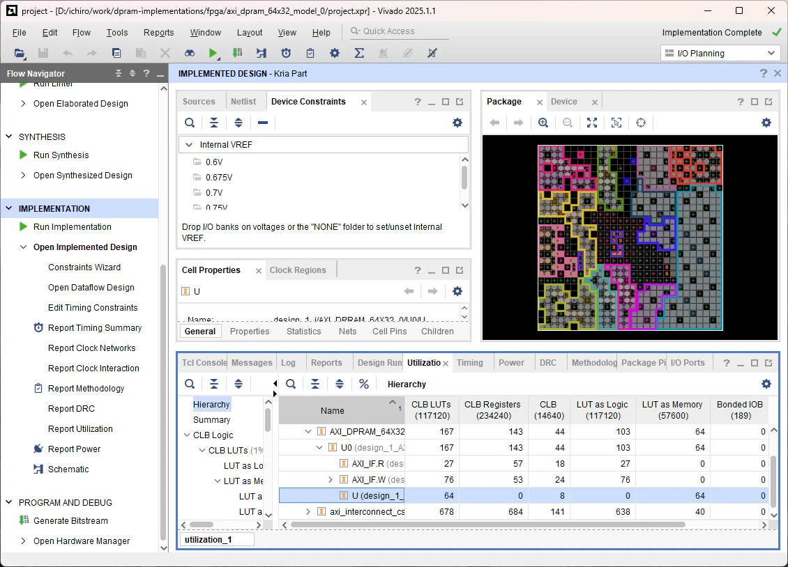 Fig.2 axi_dpram_64x32_model_0 utlization