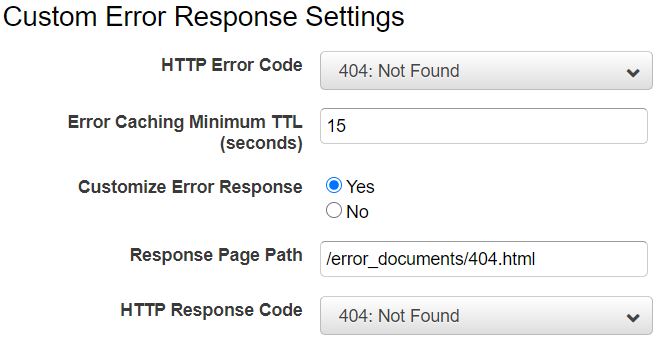 カスタムエラーキャッシュ設定