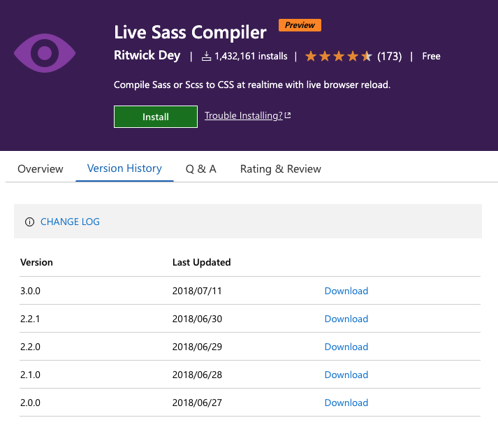 Live Sass Compilerのversionlog