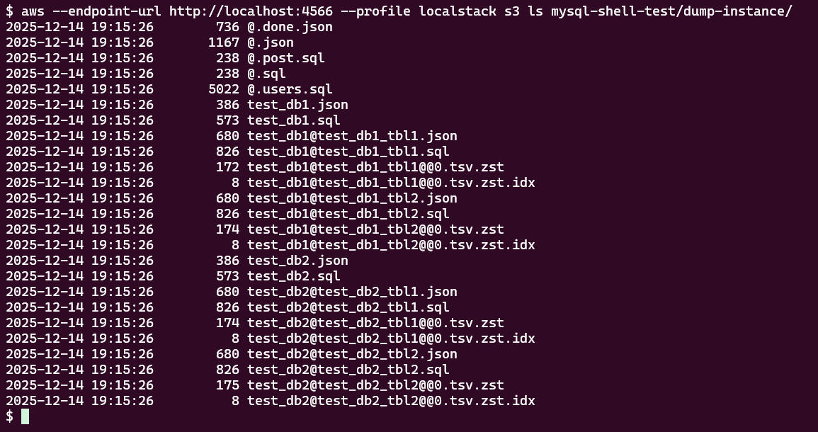 ダンプされたファイル群