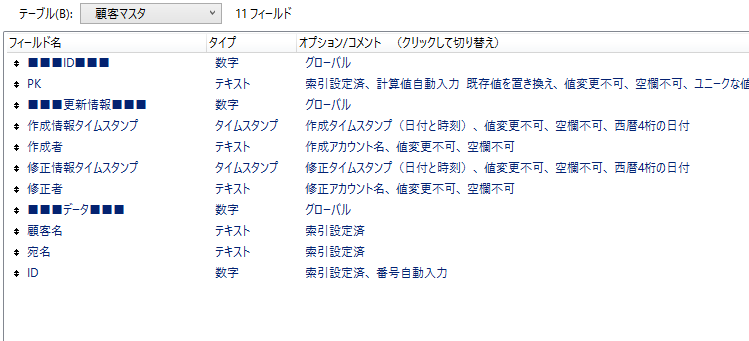 テーブル