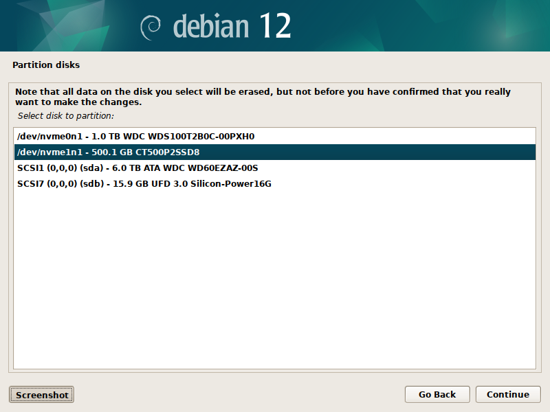 ディスクの選択