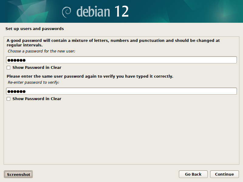 ユーザのパスワード設定
