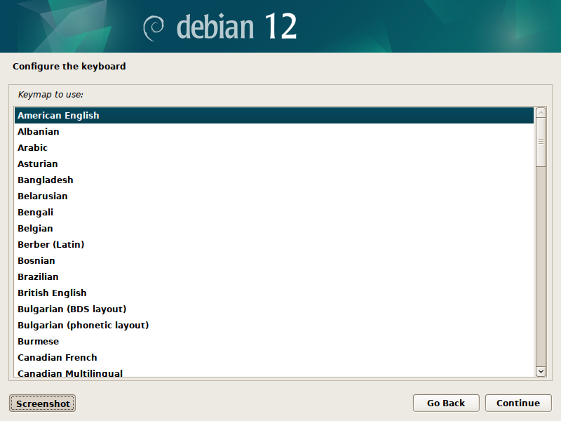 キーマップの選択