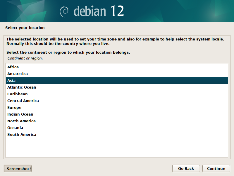 地域の選択(アジア)