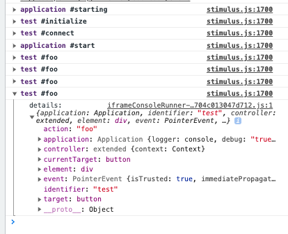 コンソールにデバッグ情報がでている