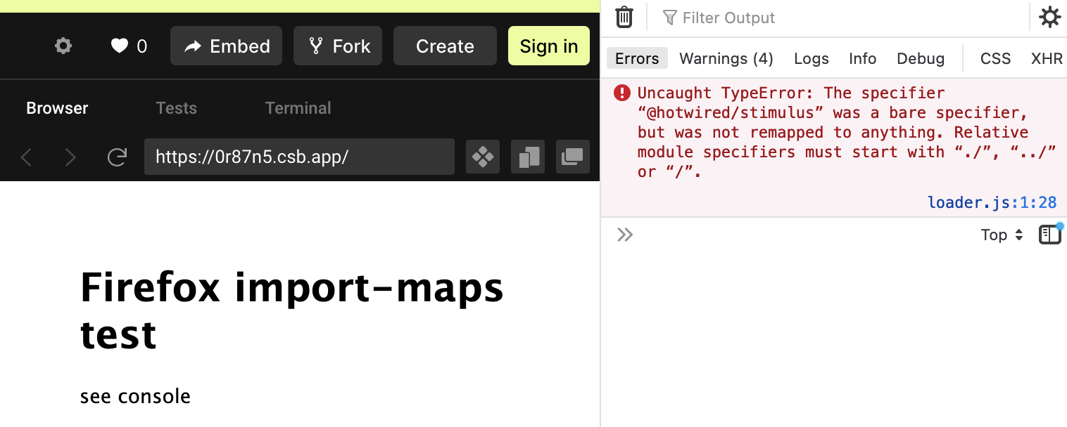Uncaught TypeError: The specifier “@hotwired/stimulus” was a bare specifier, but was not remapped to anything. Relative module specifiers must start with “./”, “../” or “/”.