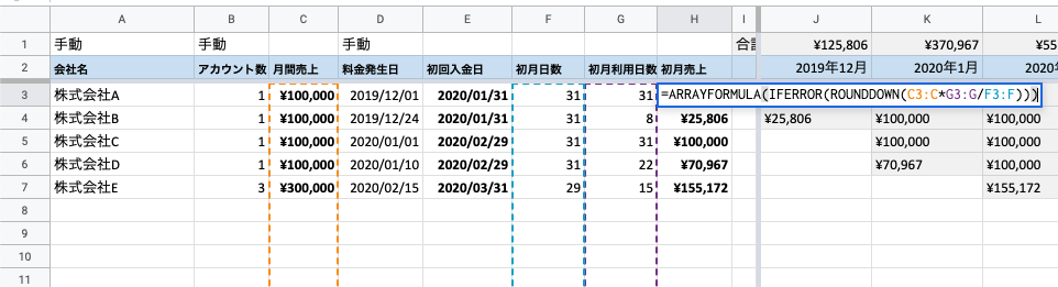 Googleスプレッドシートでそこそこ自動の売上管理 日割りあり Qiita Googleスプレッドシートでそこそこ自動の売上管理 日割りあり Qiita