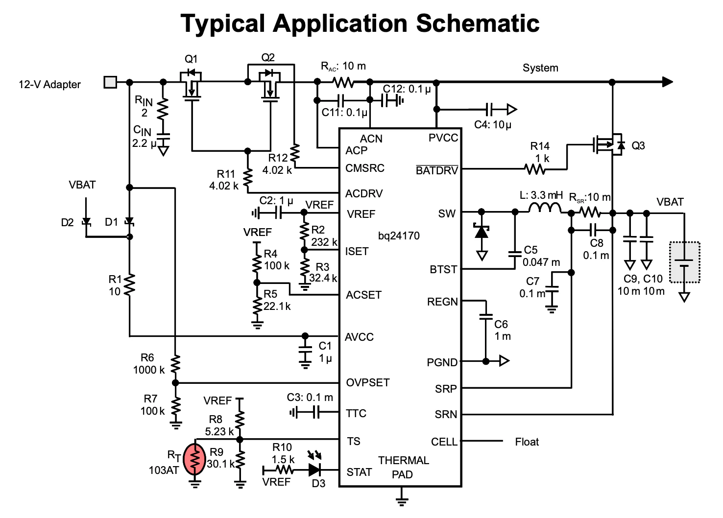 BQ24172 typical application