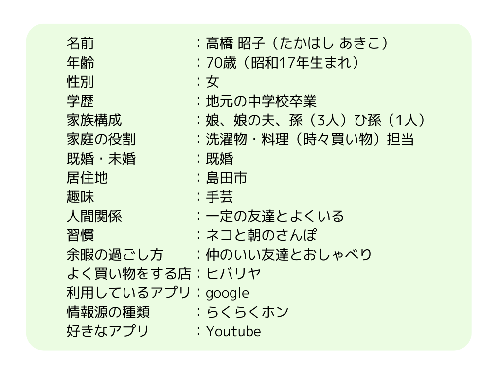 名前:佐藤 里奈 年齢:'05(17) 性別:女性 在住地:島田市 職業:高校3年生 家族構成:父、母、姉、弟 趣味:ねぐせ。の曲を聴くこと 使用端末:ihpone11 SNS:Instagram、TikTok、Twitter (3).png