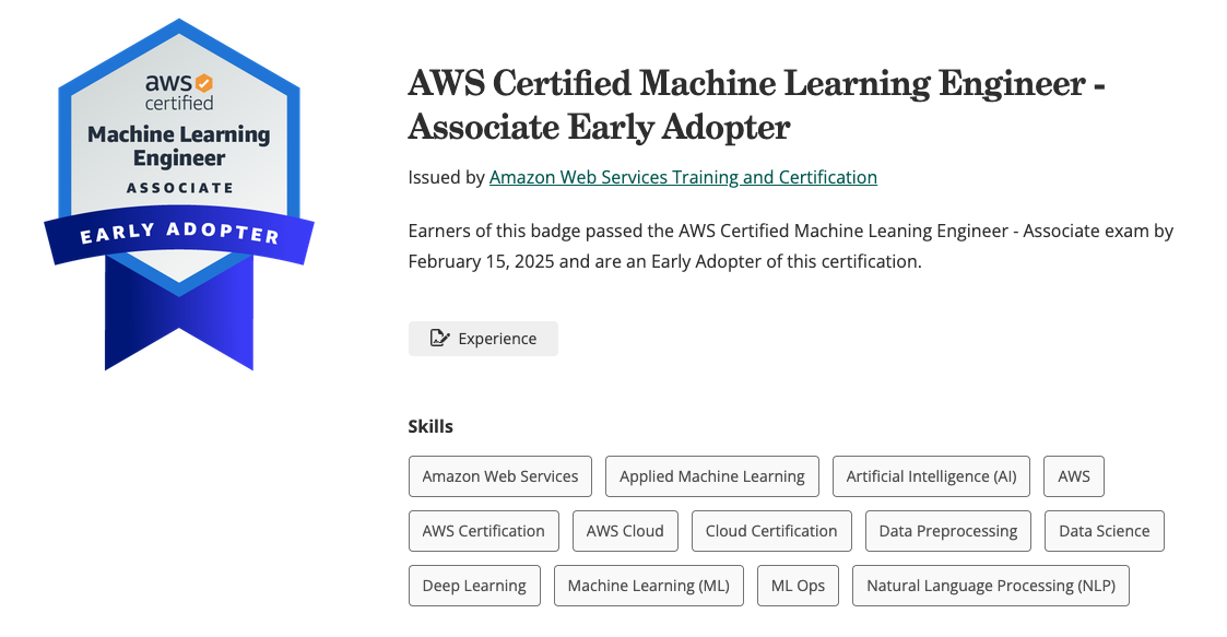 AWS MLAバッジ