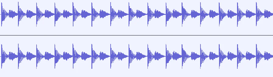 音声波形。明確に2つの山がズレている。