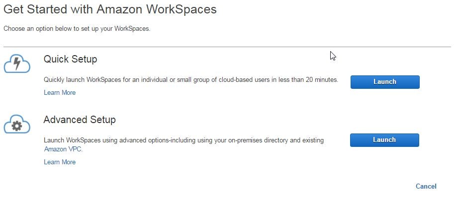 Workspacesセットアップタイプ