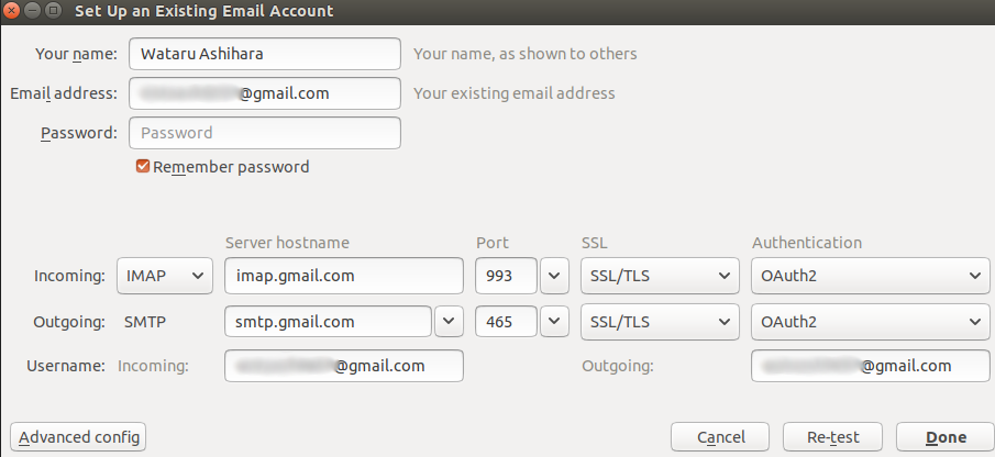 add Gmail's account on Thunderbird (3)
