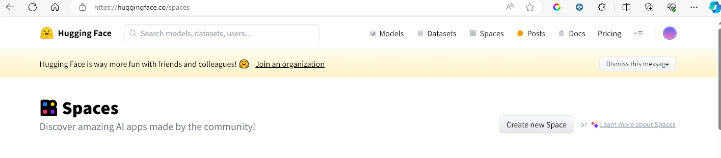 Spaceの作成画面