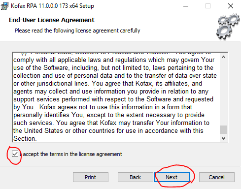 ライセンス同意画面