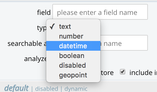 ftsタイプマッピングuiselectデータタイプ
