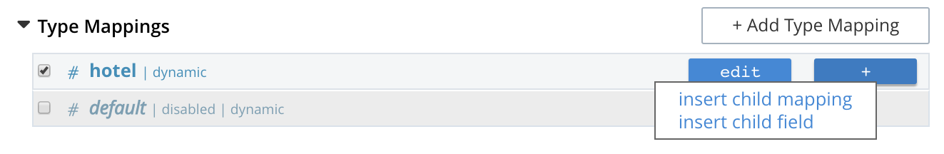 ftsタイプマッピングUIフィールドオプション