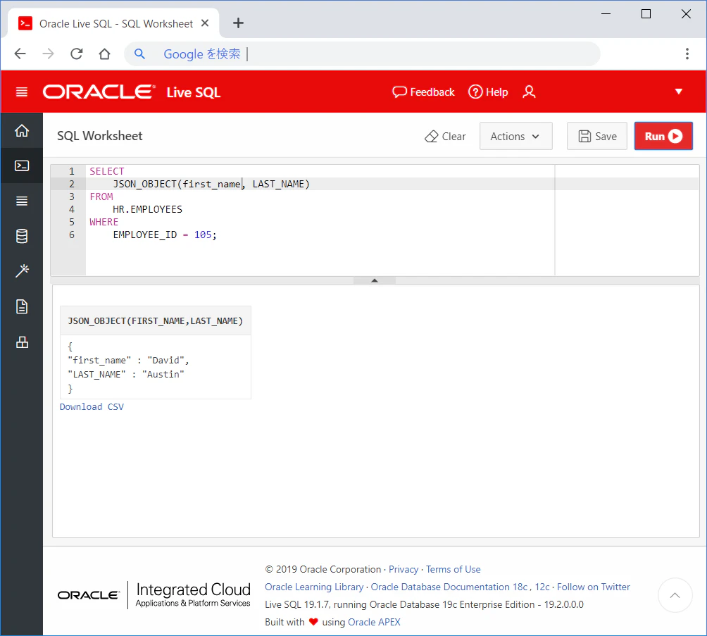 json_object(first_name, LAST_NAME)