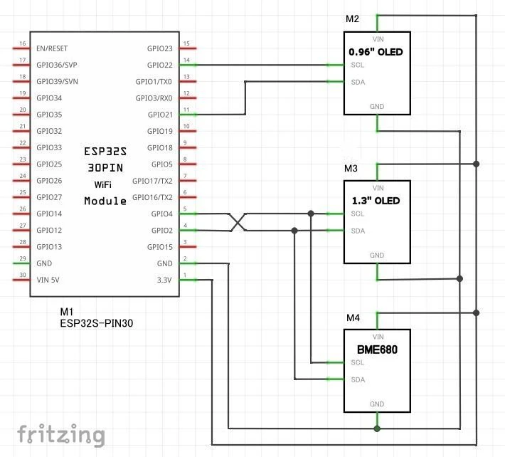 ESP32+BME680+OLED2個回路図.JPG