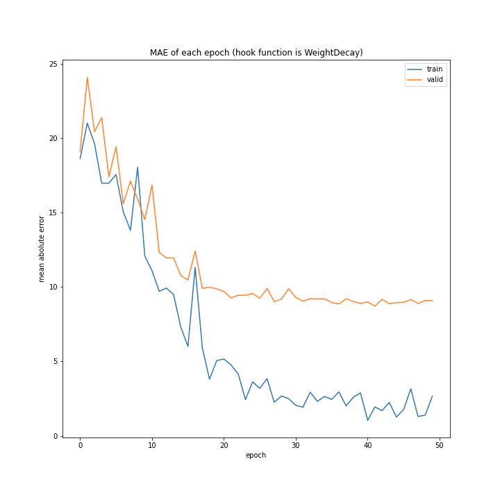 MAE of each epoch (hook function is WeightDecay).png