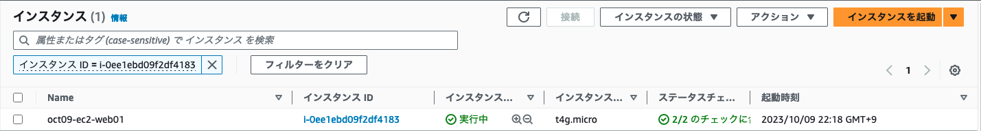 EC2インスタンス一覧