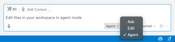 GitHub CopilotのチャットをAgentモードにする