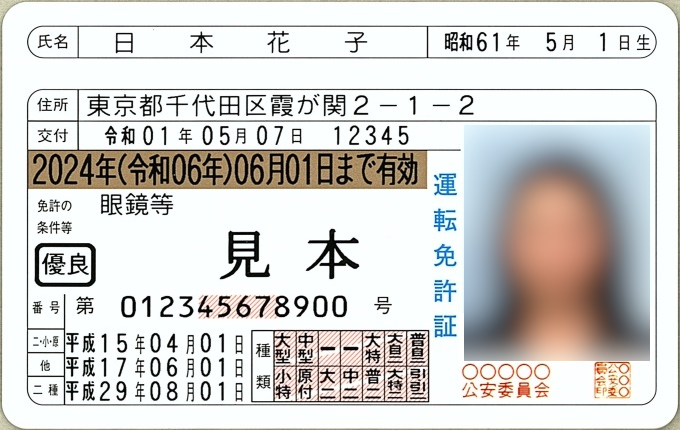 警察庁の運転免許証のサンプル画像