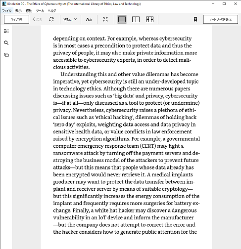 Kindle for PC - The Ethics of Cybersecurity_ 21 (The International Library of Ethics, Law and Technology) 2022_11_08 23_22_07.png