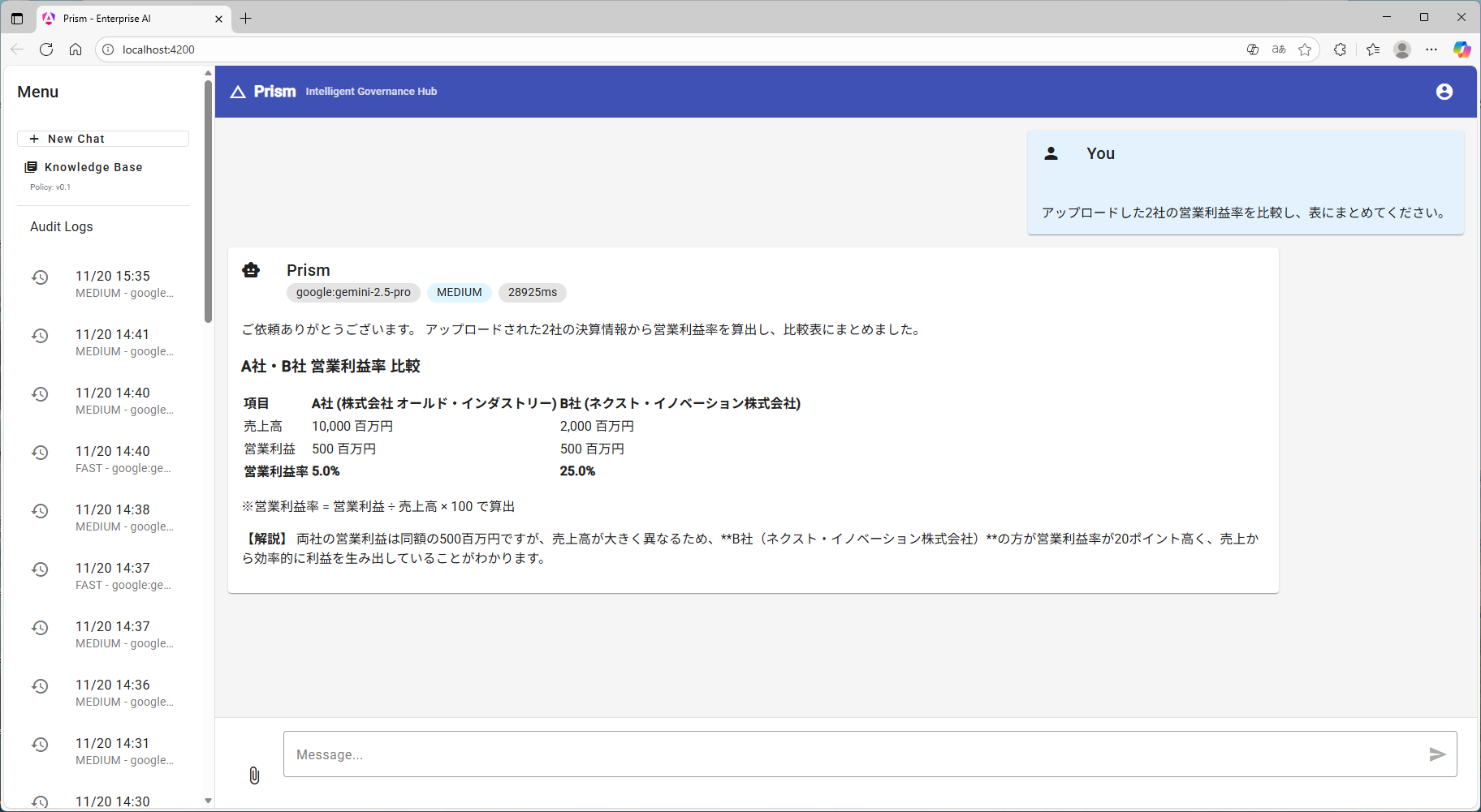 Prismのメイン画面
