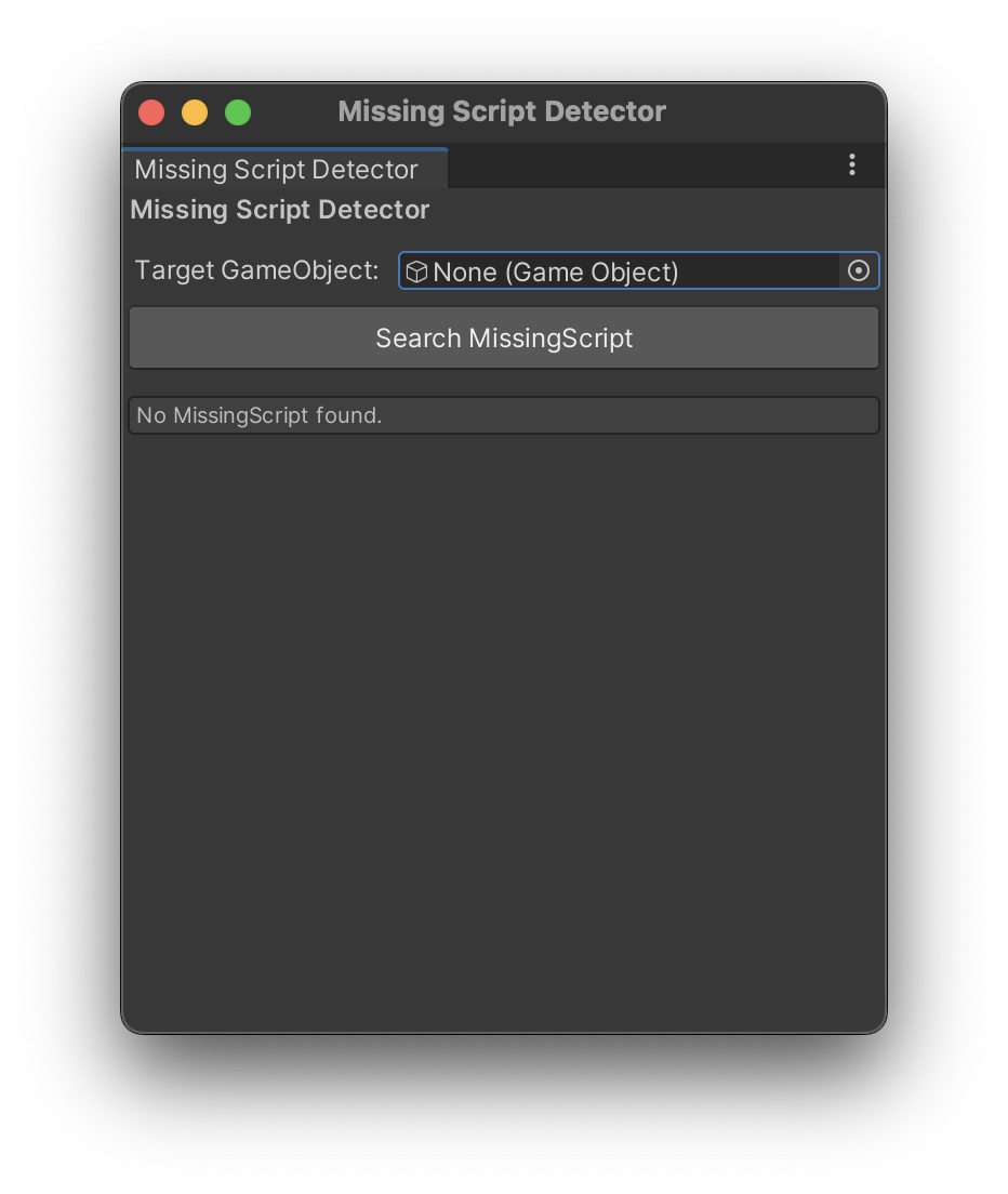 Missing Script Detectorウィンドウ