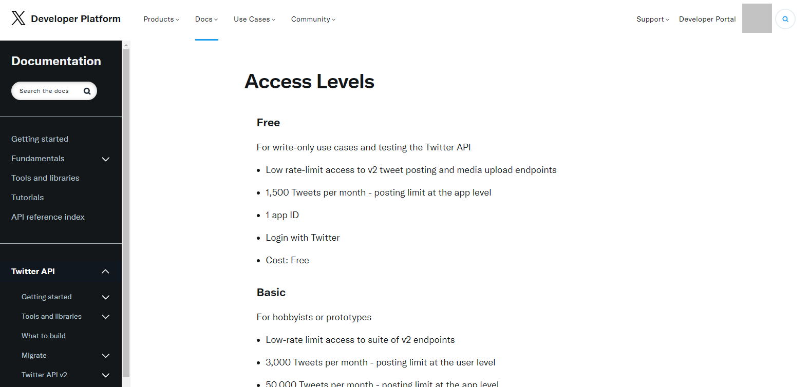 New - Access level