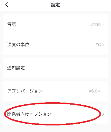 開発者向けオプション出現.PNG