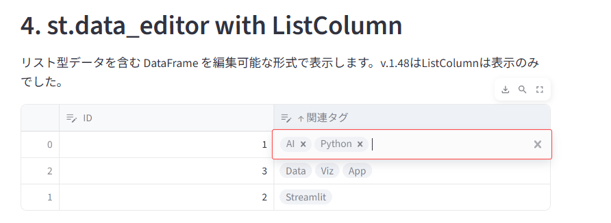 ListColumn 編集対応