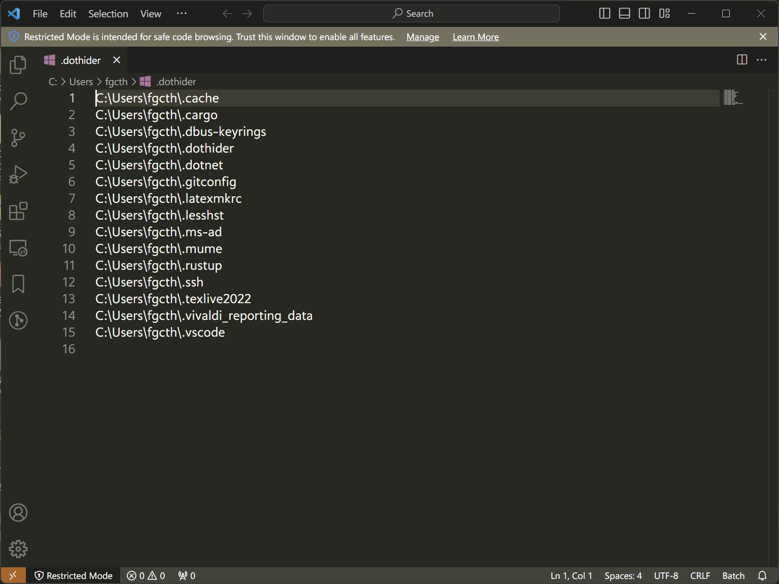 ドットファイルのフルパスが改行区切りで記載されたテキストファイル
