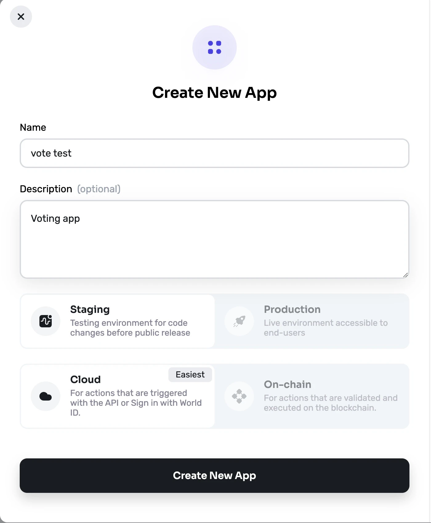 create new app