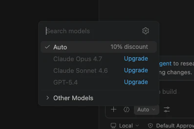 VS Code のチャットでモデル選択を開く